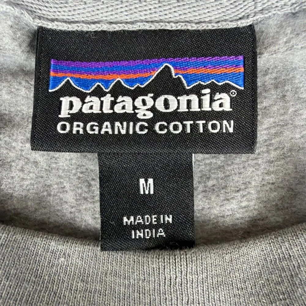 Patagonia Fleece T Shirt Mens Medium Organic Cotton Gray Heavyweight Long Sleeve